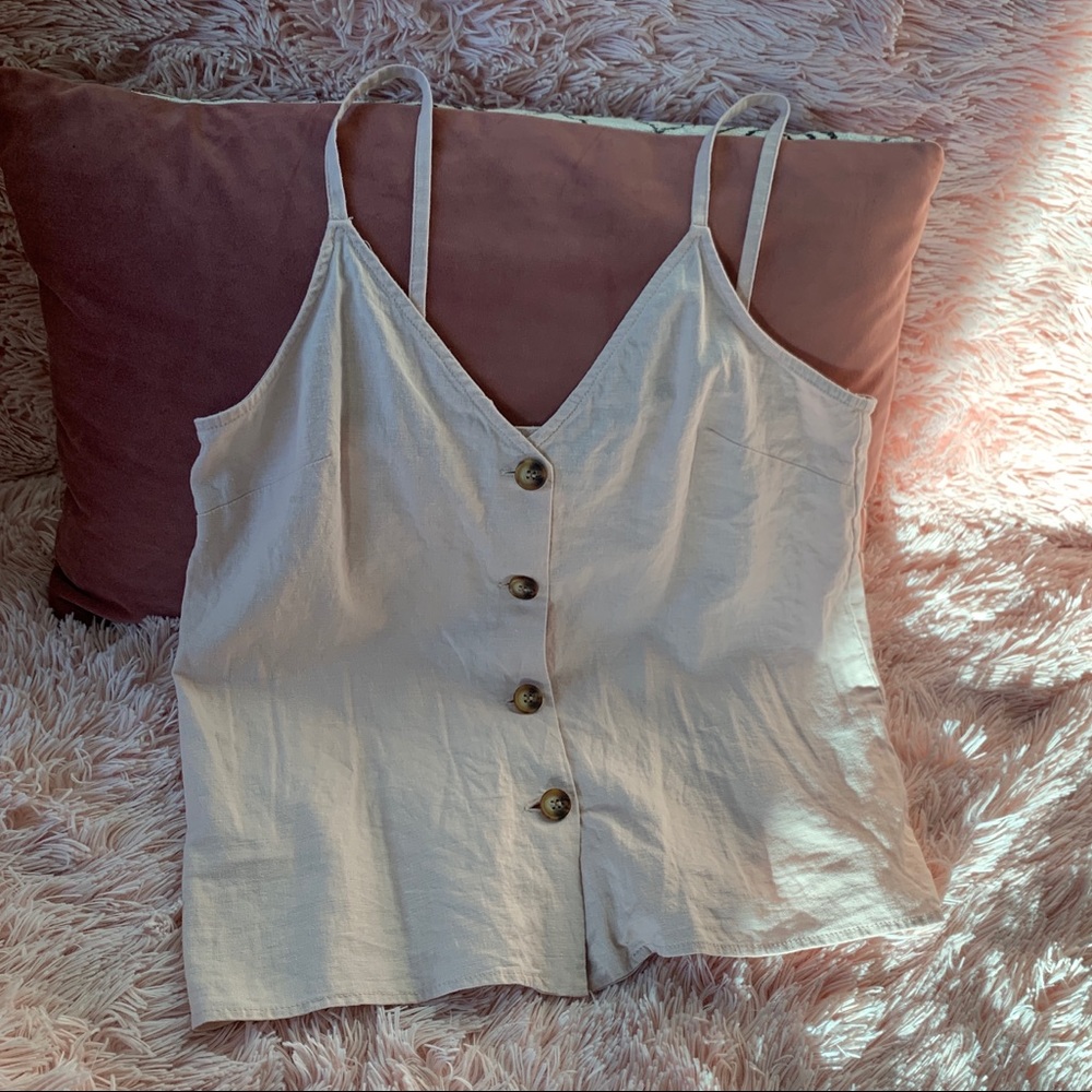 Pink linen Topshop tank top